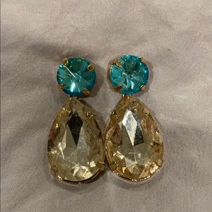 Turquoise and Peach Bauble Bar Earrings